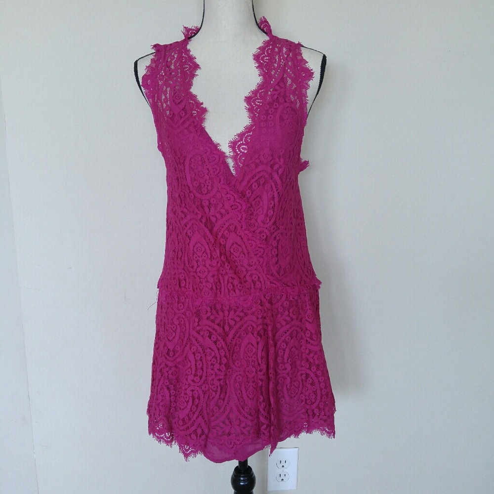 Free People Bright Orchid Lace Short Dress